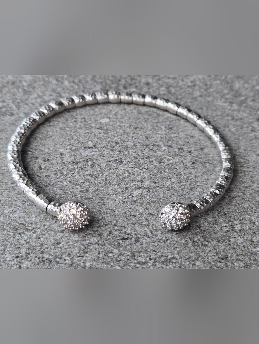 Gabriel & Co Silver/Stainless Steel & White Sapphire cuff bracelet